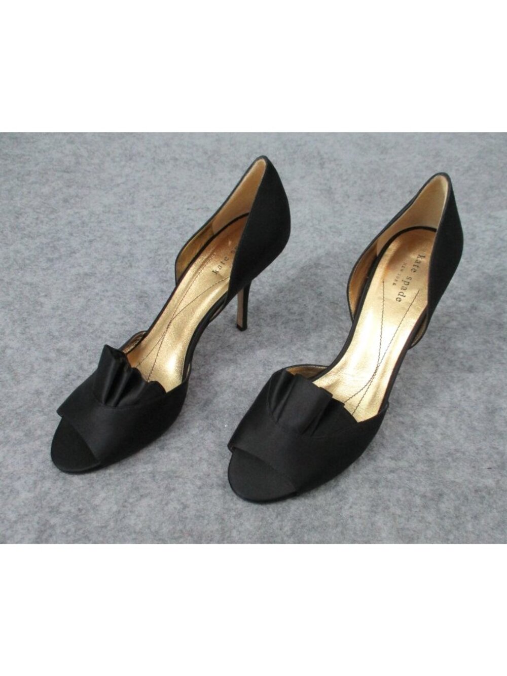 Kate Spade New York Womens Heels Size 10B Black Satin Chrisette Peep Toe